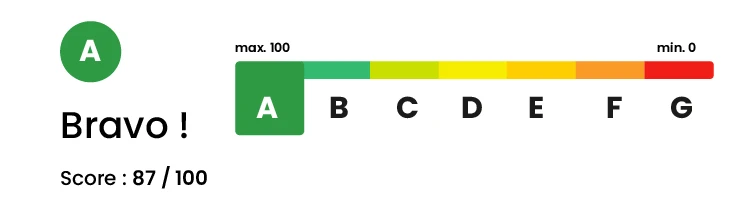 Score écoindex du site de l'agence affluence agenceweb éco-responsable spécialisee en éco-conception